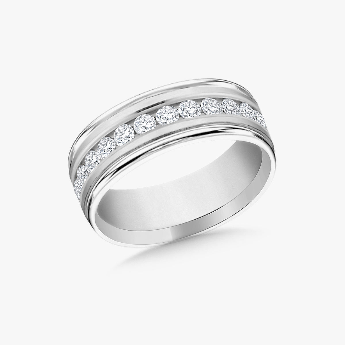 Channel Set Diamond Wedding Band 8mm