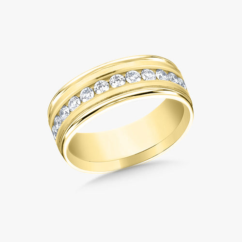 Channel Set Diamond Wedding Band 8mm