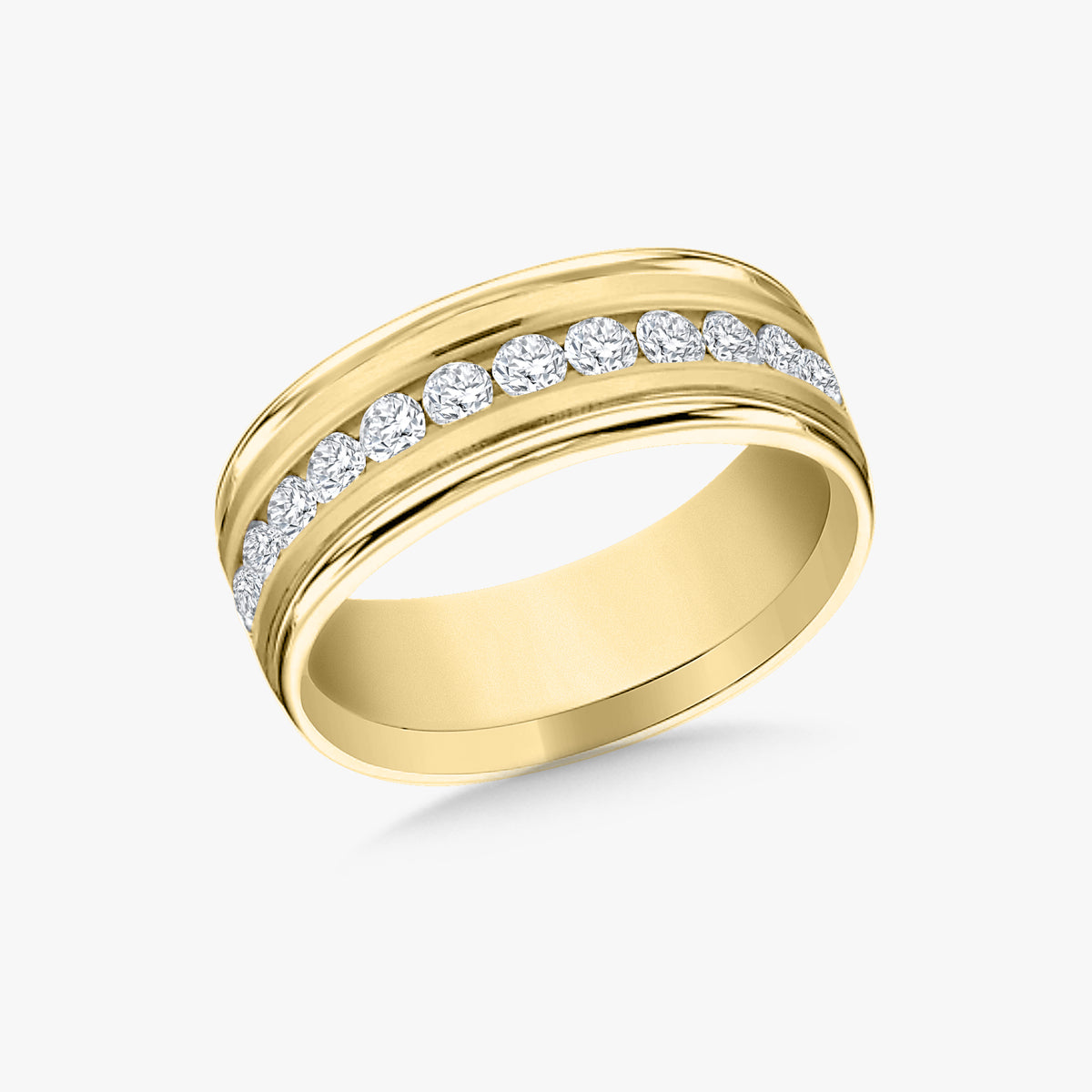 Channel Set Diamond Wedding Band 8mm