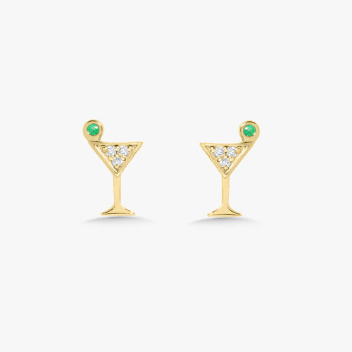Tini Time Dirty Martini Diamond Stud Earrings