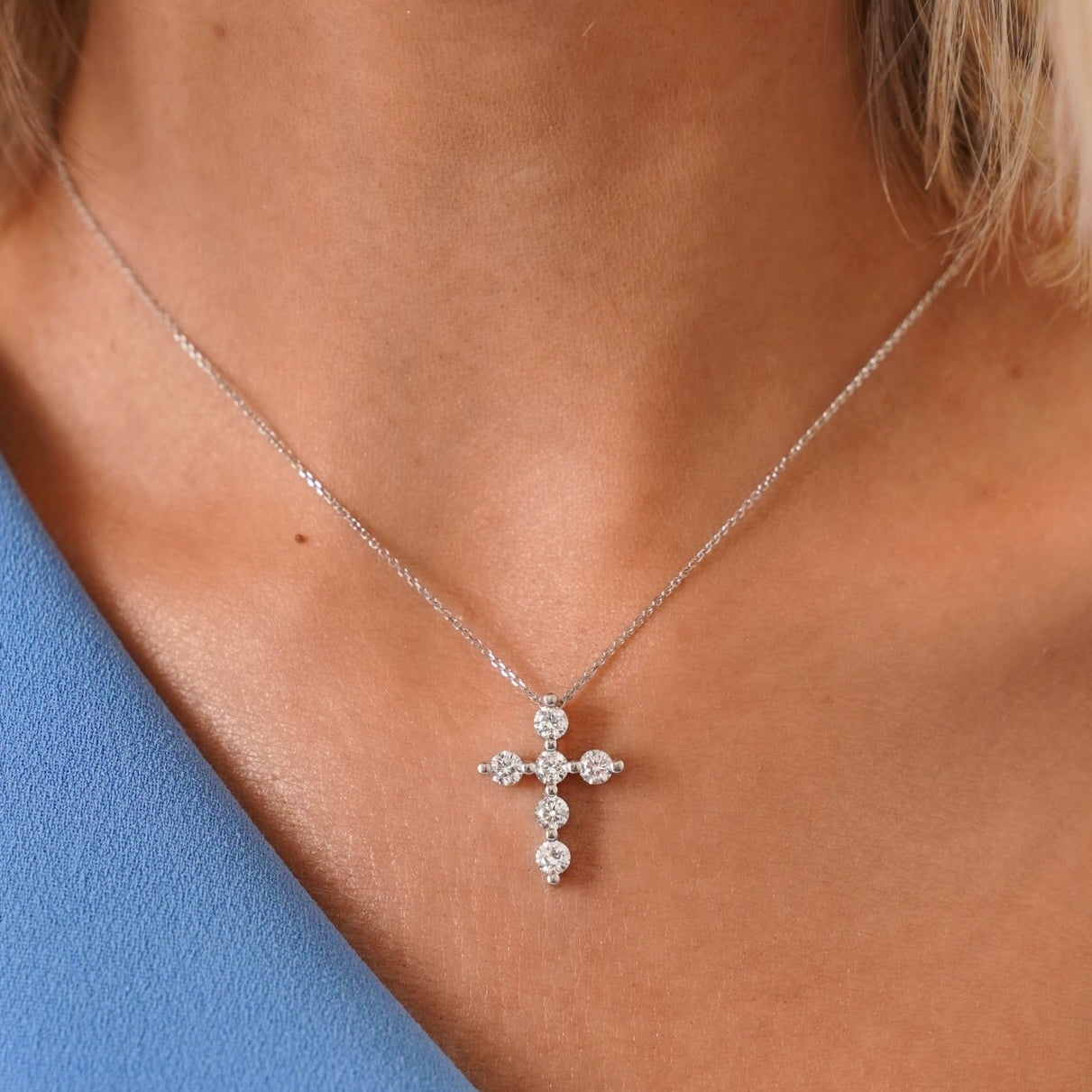 Charlie Cloud® Floating Diamond Cross Necklace 1.44 ctw – RWFJ