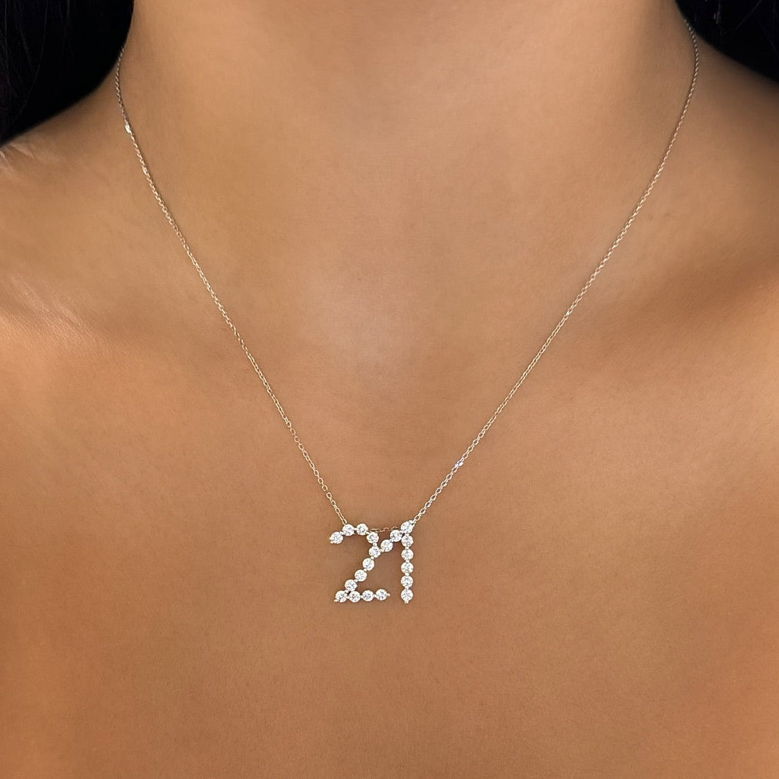 Charlie Cloud® Floating Diamond Number Necklaces