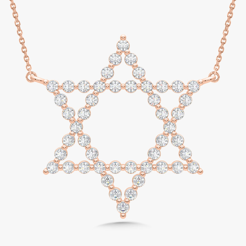 Charlie Cloud® Floating Star of David Diamond Necklace 0.89 ctw