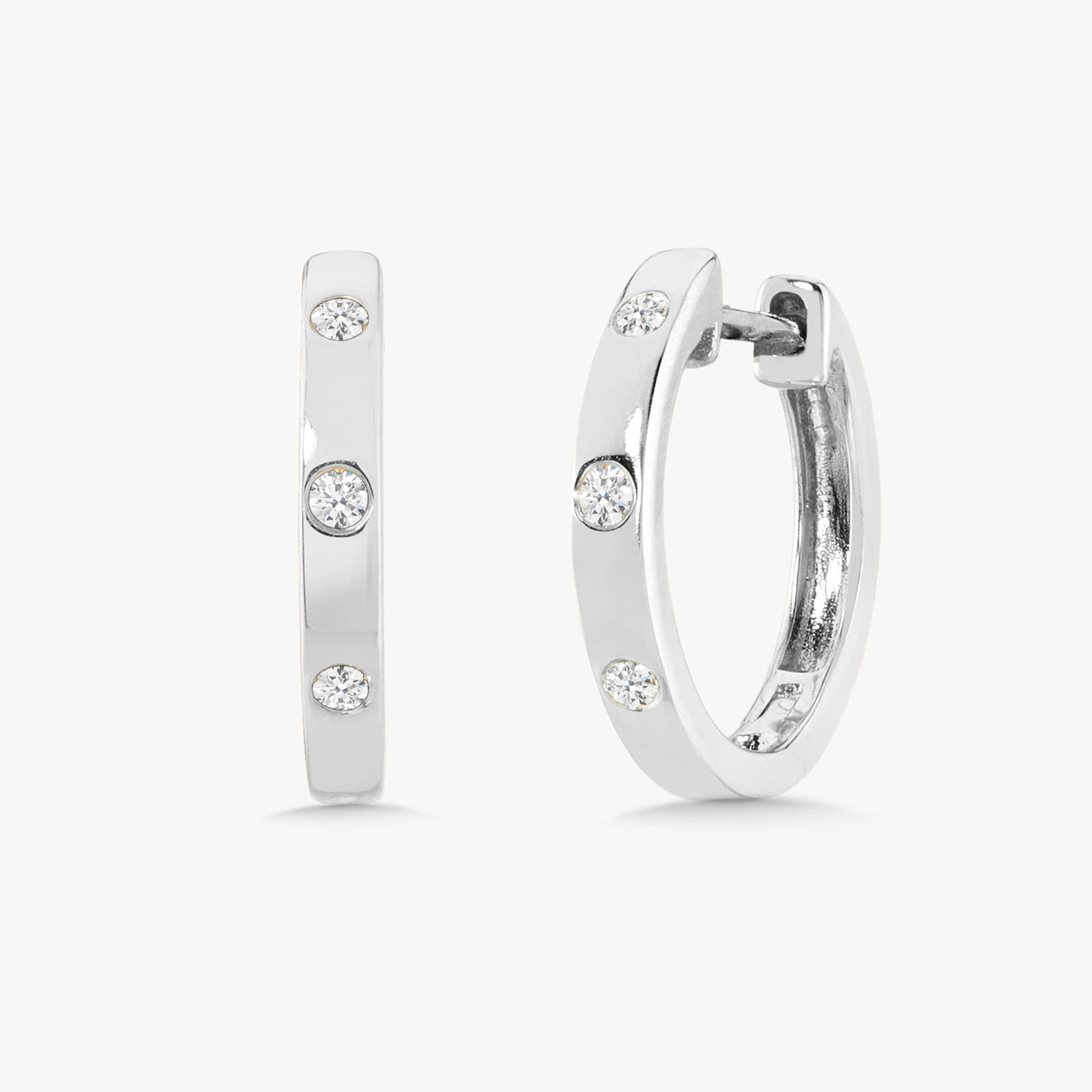 Diamond Station Huggie Earrings