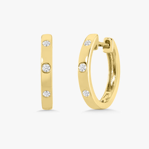 Diamond Station Huggie Earrings