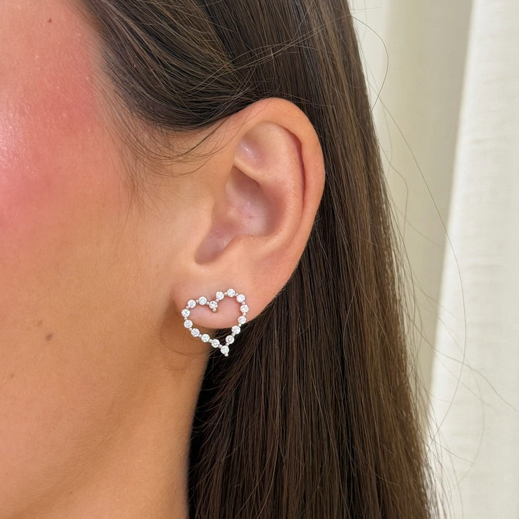 Posie Charlie Cloud® Diamond Heart Stud Earrings