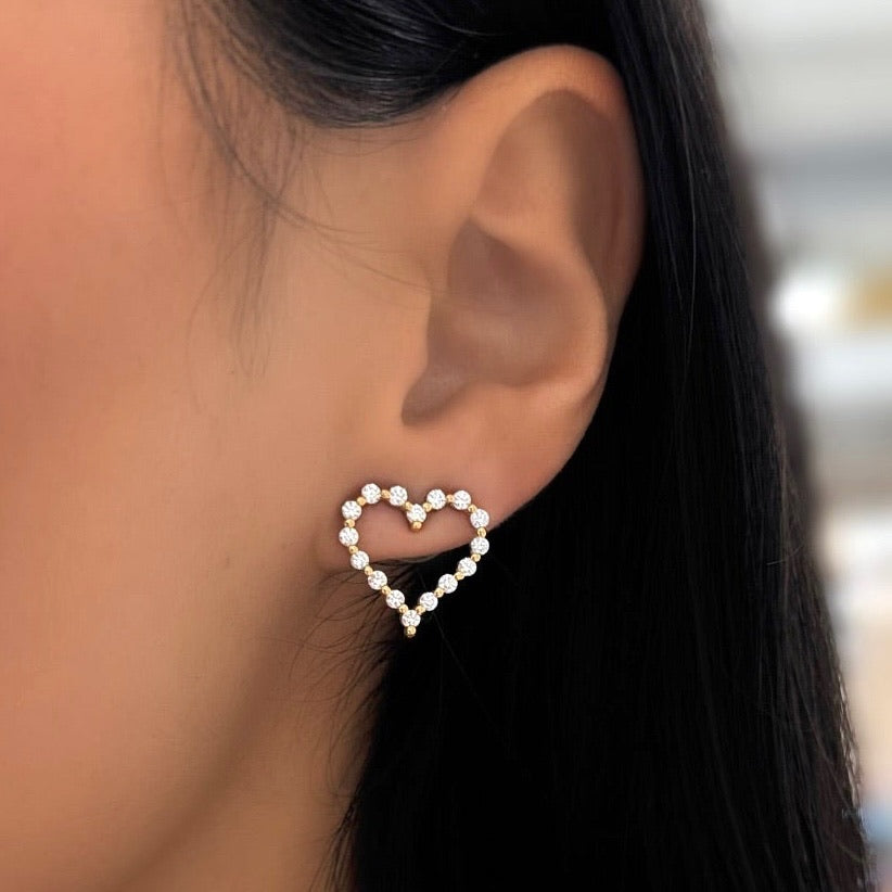 Posie Charlie Cloud® Diamond Heart Stud Earrings