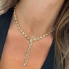 Clara Mae Bezel Set Emerald Cut Diamond Lariat Necklace