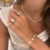 Two-Tone Gold & Pave Diamond Illusion Stacking Band, Clara Mae Bezel Set Emerald Cut Diamond Bracelet 13.37 ctw, Clara Mae Graduated Bezel Set Emerald Cut Diamond Necklace 15.32 ctw, Darian Chain Detail Ring
