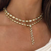Clara Mae Graduated Bezel Set Emerald Cut Diamond Necklace,Clara Mae Bezel Set Emerald Cut Diamond Lariat Necklace 