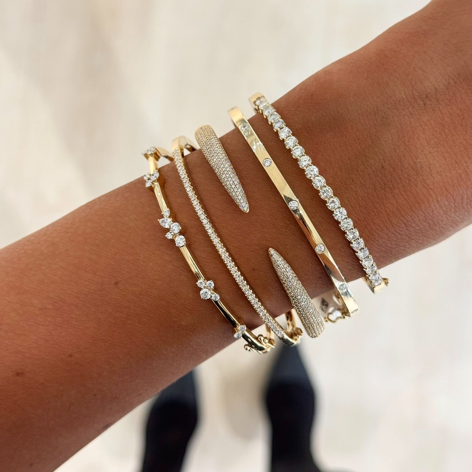 Mini Amour Gold and Diamond Station Bangle – RWFJ