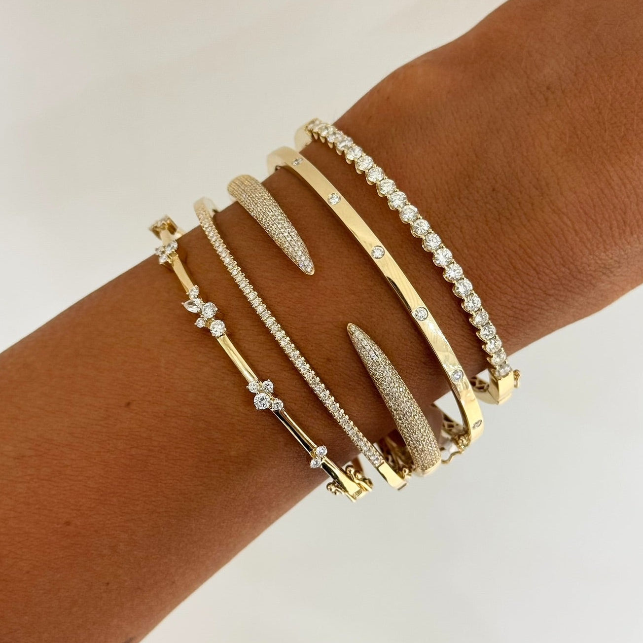 Vana Mixed Multi Shape Diamond Bangle Bracelet – RWFJ