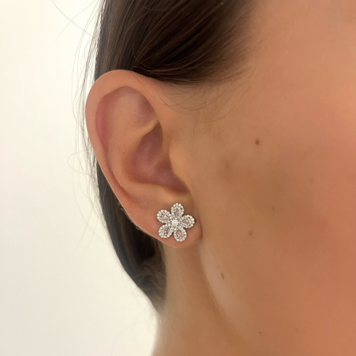 Cleo Diamond Flower Stud Earrings 1 ctw