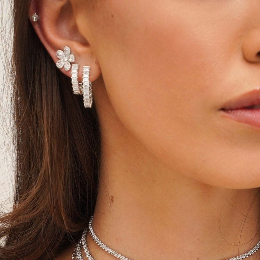 Cleo Diamond Flower Stud Earrings 1 ctw