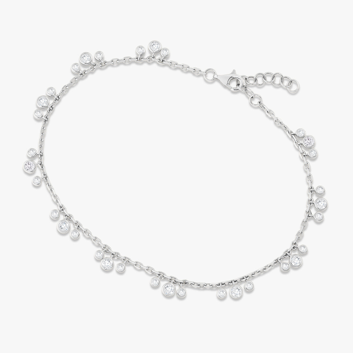 Tashi Cluster Bezeled Diamond Dangle Anklet 1.62 ctw