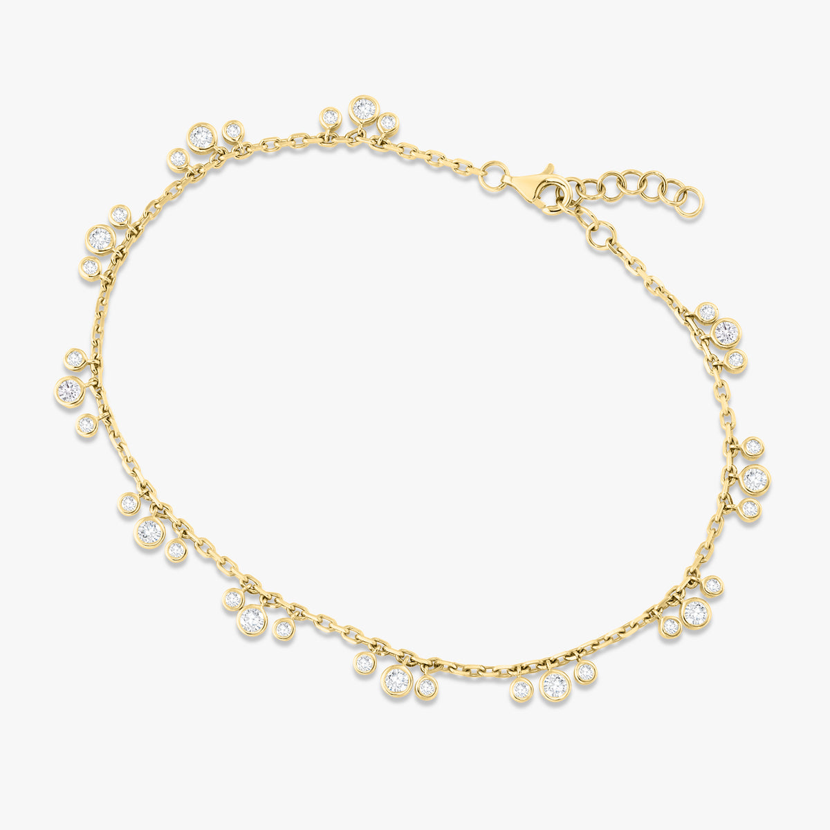 Tashi Cluster Bezeled Diamond Dangle Anklet 1.62 ctw