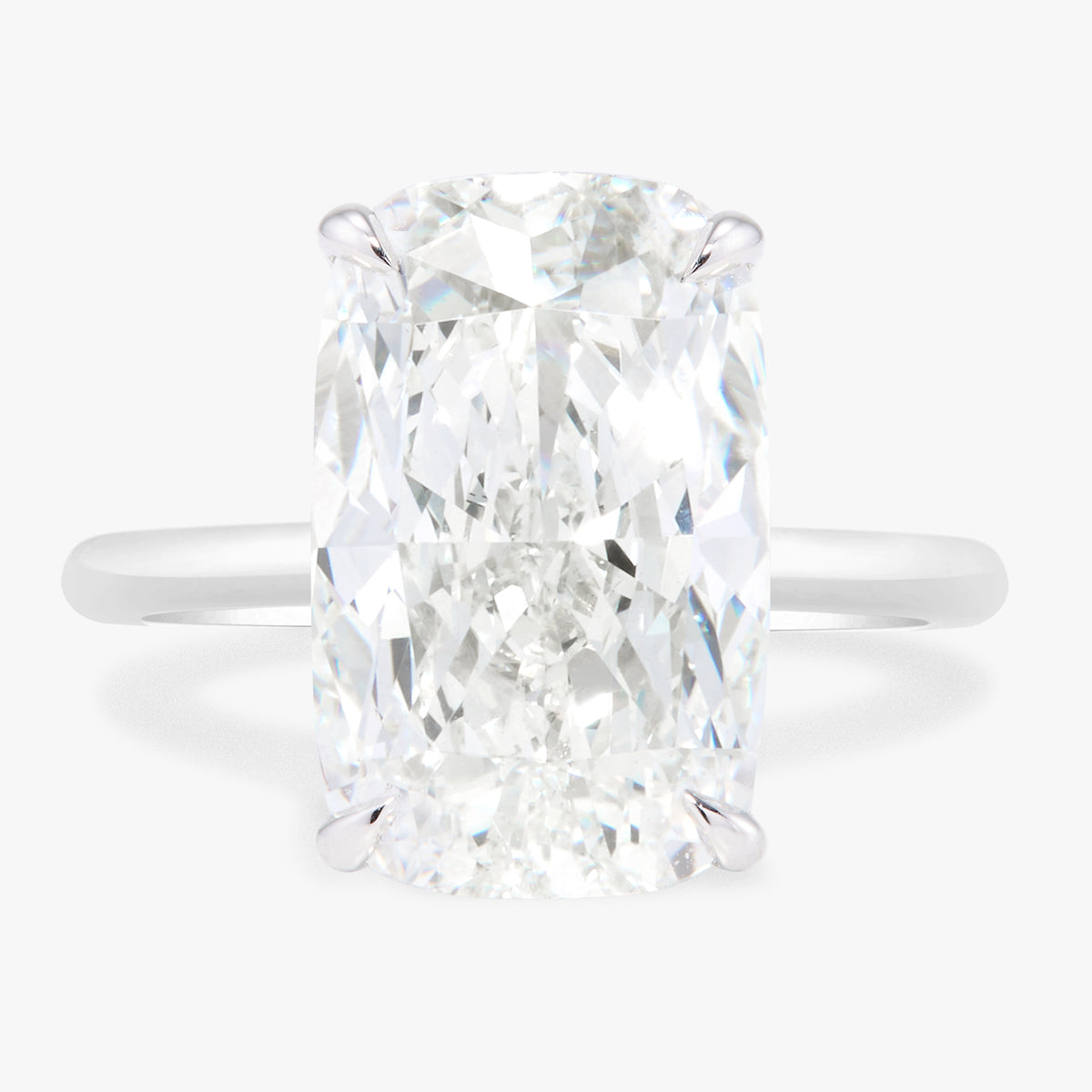 7.42ct Lab Grown Elongated Cushion Diamond in Cathedral Setting