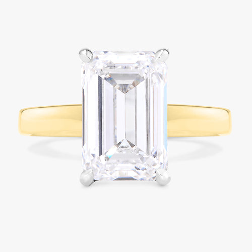 4.52ct Lab Grown Emerald Diamond in a 2.5mm Flat Solitaire with Hidden Halo