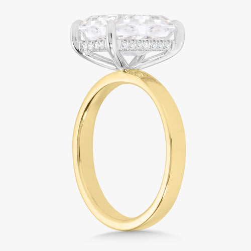 4.52ct Lab Grown Emerald Diamond in a 2.5mm Flat Solitaire with Hidden Halo