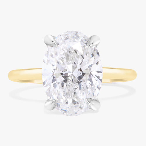 3.51ct Lab Grown Oval Diamond in a Solitaire with Hidden Halo
