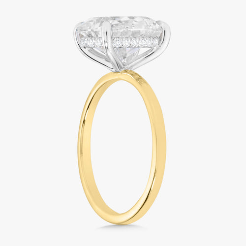 3.51ct Lab Grown Oval Diamond in a Solitaire with Hidden Halo