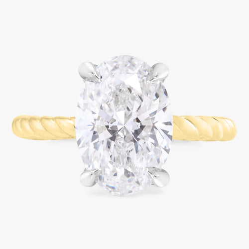 2.93ct Lab Grown Oval Diamond in a Mecina Rope Setting with Hidden Halo