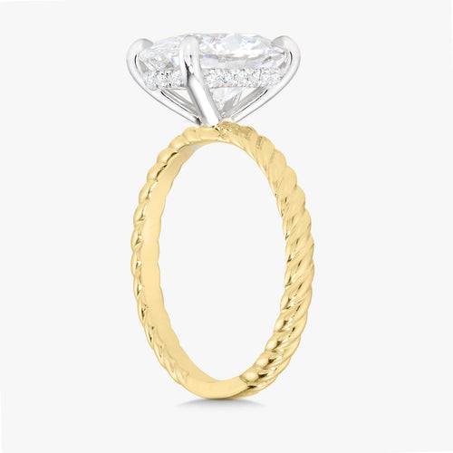 2.93ct Lab Grown Oval Diamond in a Mecina Rope Setting with Hidden Halo