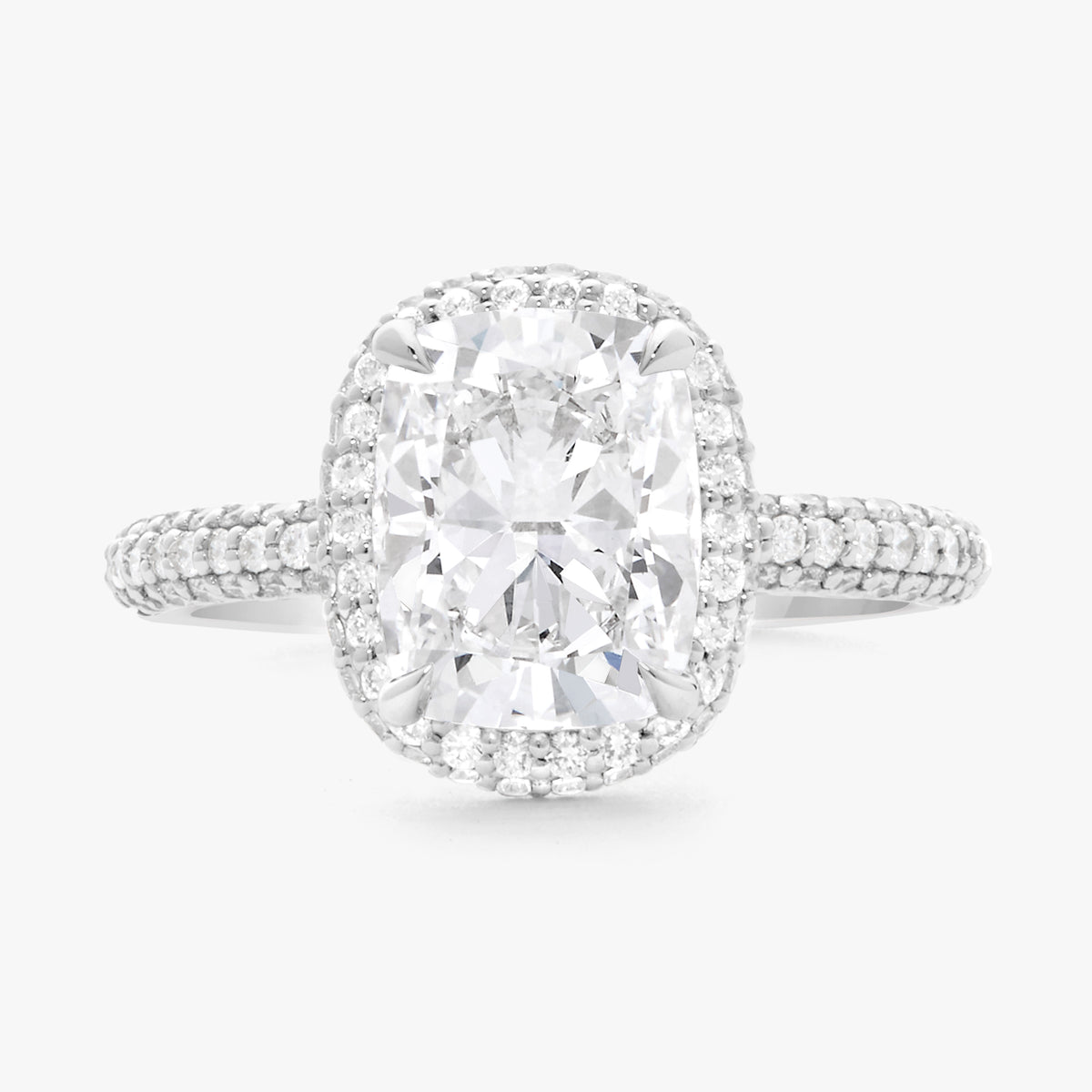 2.52ct Lab Grown Cushion Diamond in a Logan Halo Setting