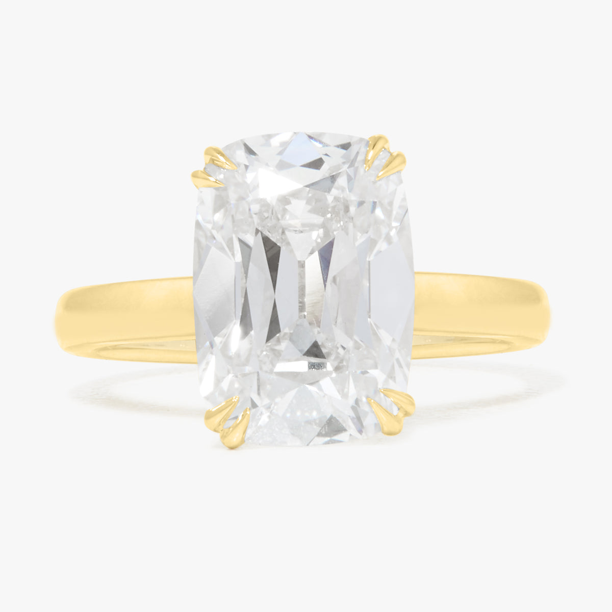 4.34ct Lab Grown Antique Cushion Diamond in a Flat Band Solitaire