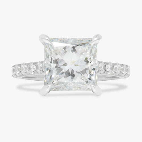 3.48ct Lab Grown Princess Cut Diamond in a Pavé Cathedral