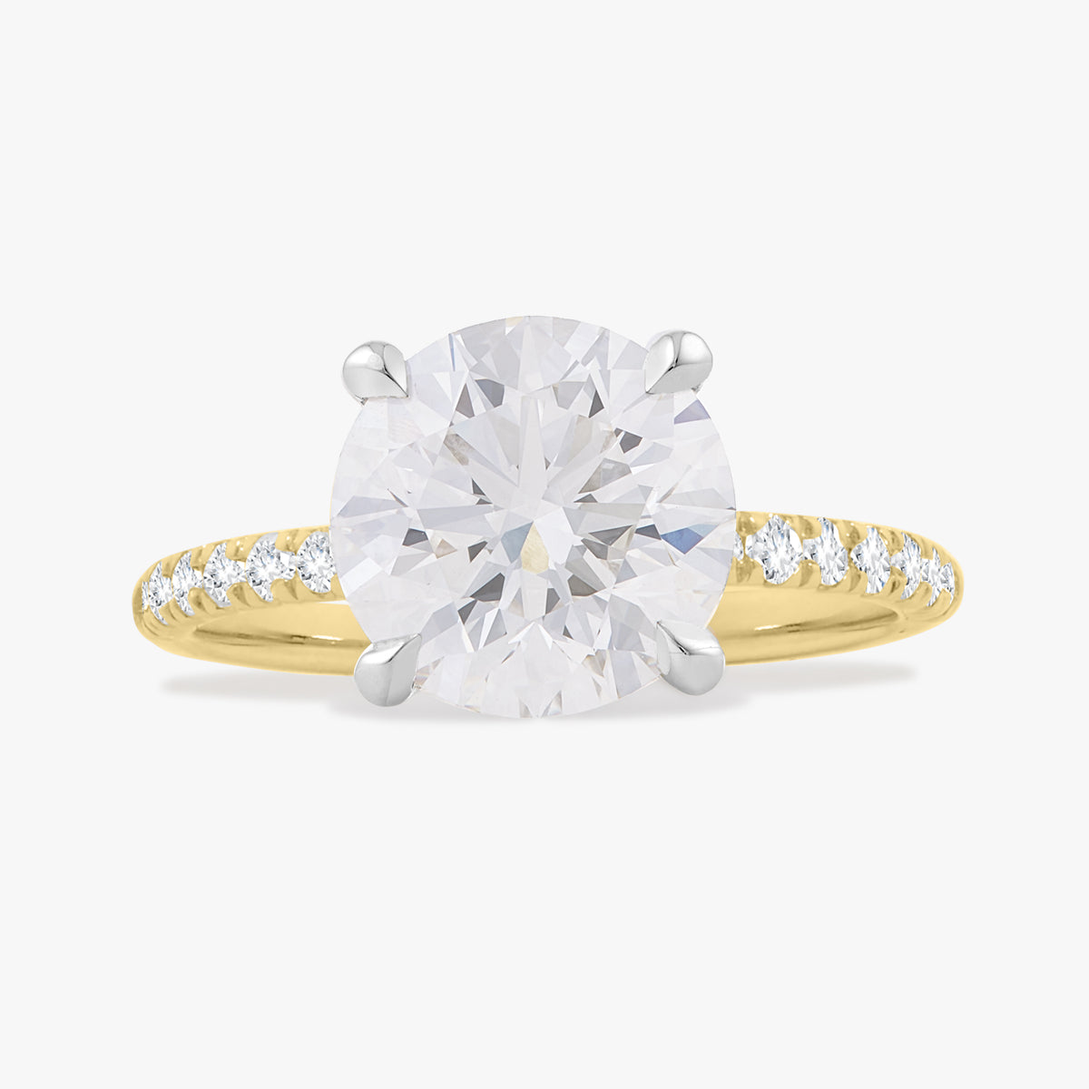 3.05ct Round Brilliant Lab Grown Diamond in a Solitaire with Pavé