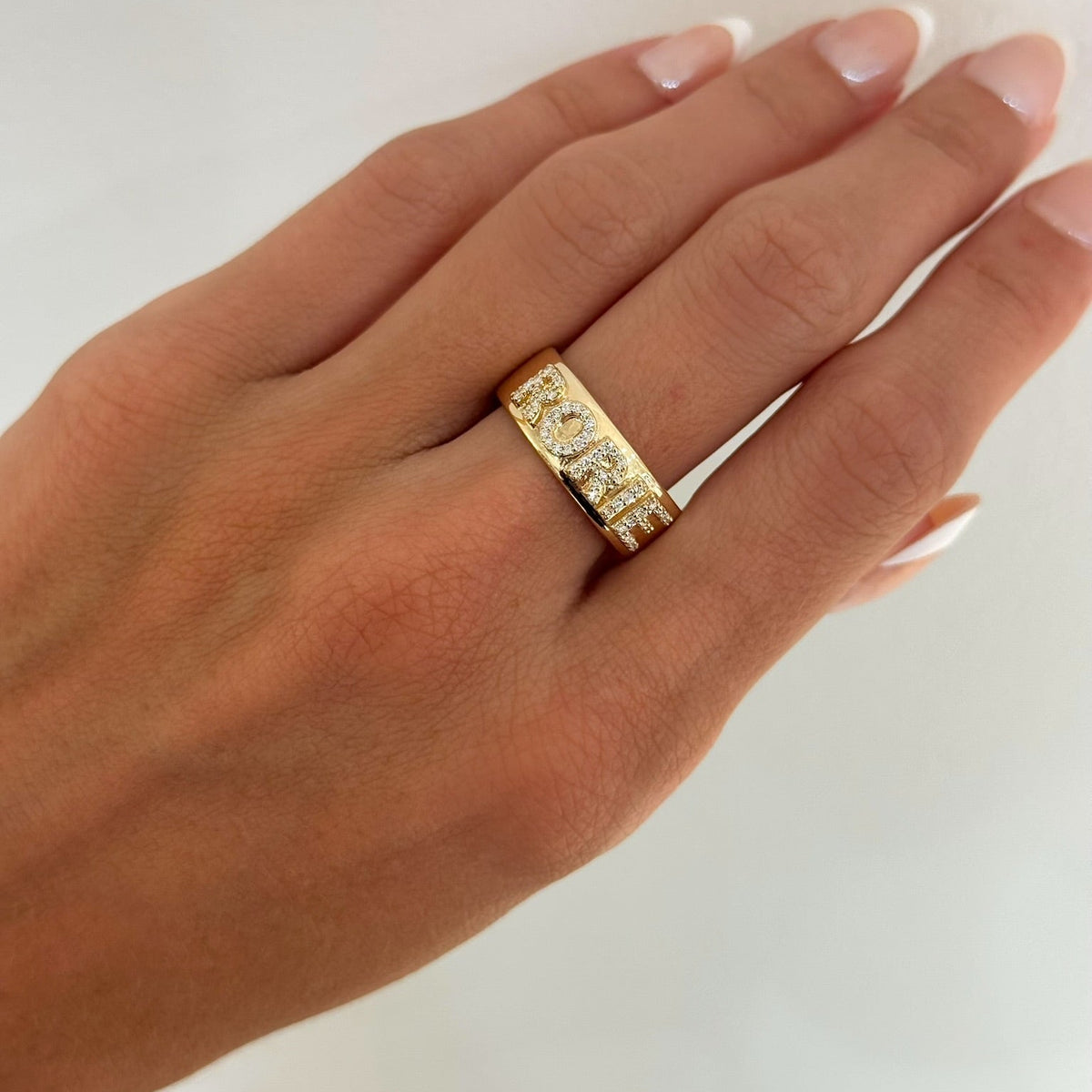Custom 3D Diamond Solid Gold Cigar Band