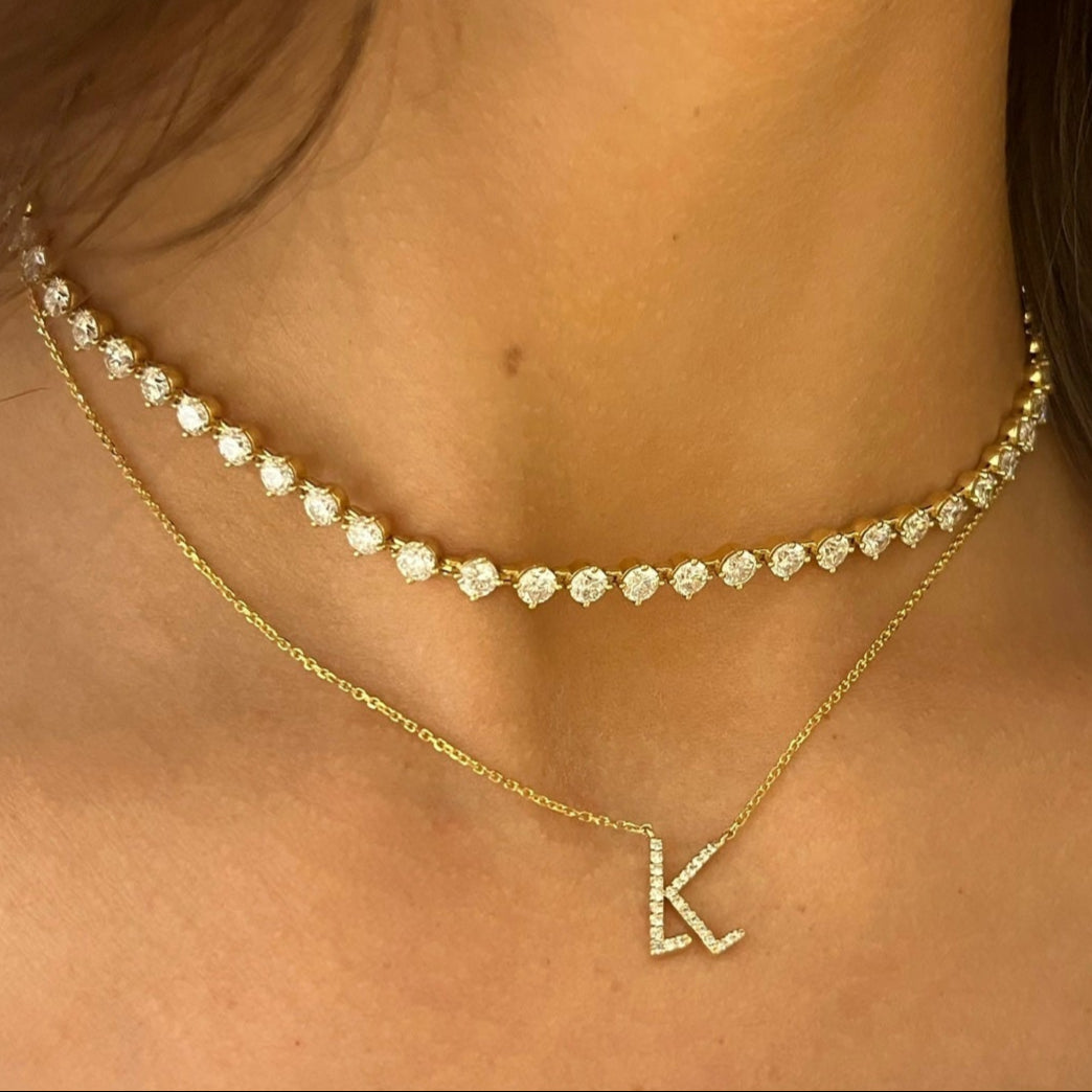 The Charlie Cloud® Multi-Way Floating Diamond Choker & Tennis Bracelet 12.24 ctw, Cattle Brand Custom Necklace