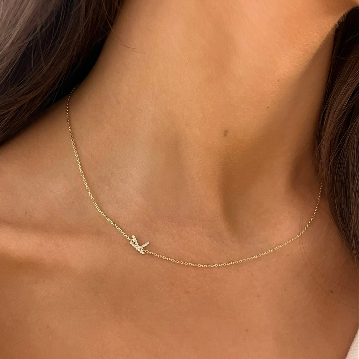 Custom Diamond Initial Necklace