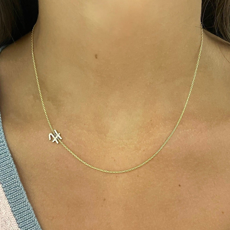 Custom Diamond Initial Necklace