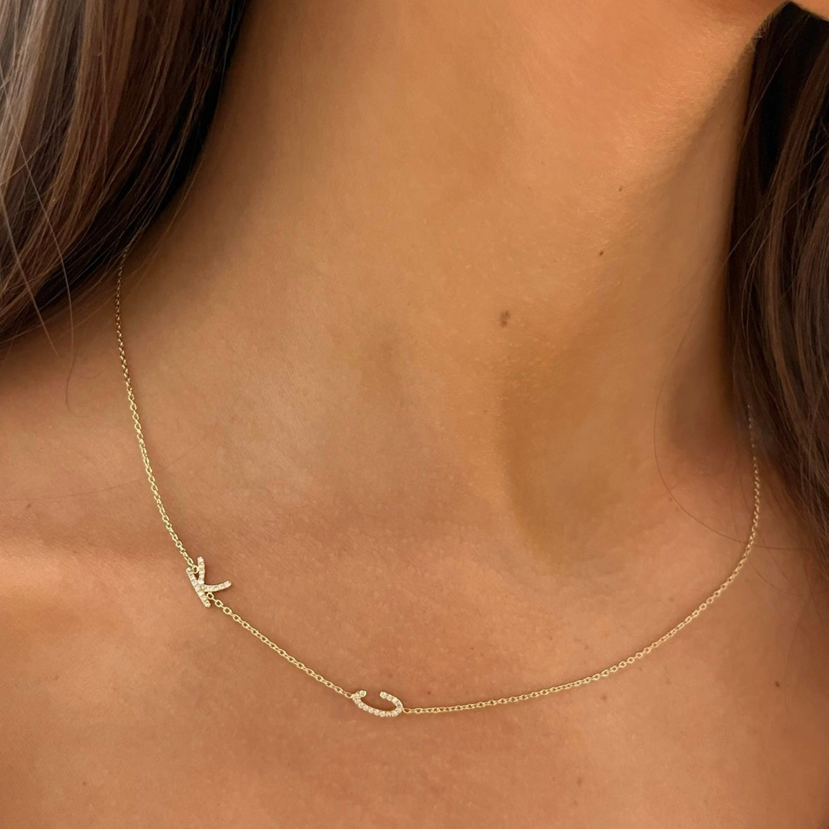 Custom Diamond Initial Necklace