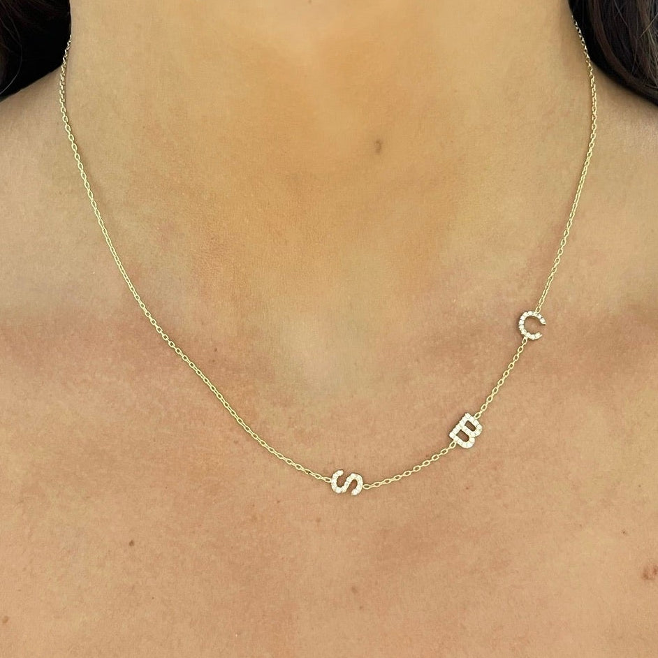 Custom Diamond Initial Necklace