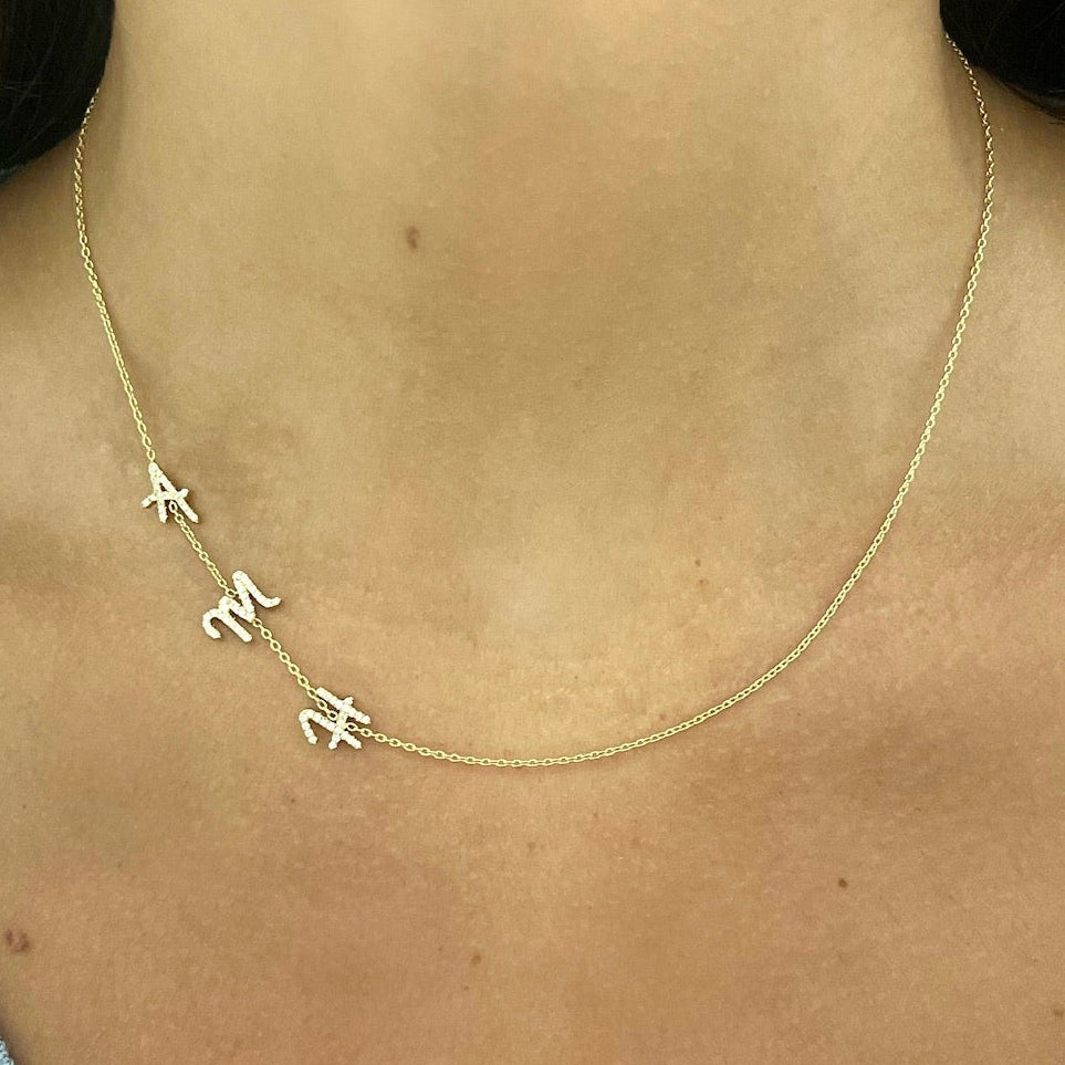 Custom Diamond Initial Necklace