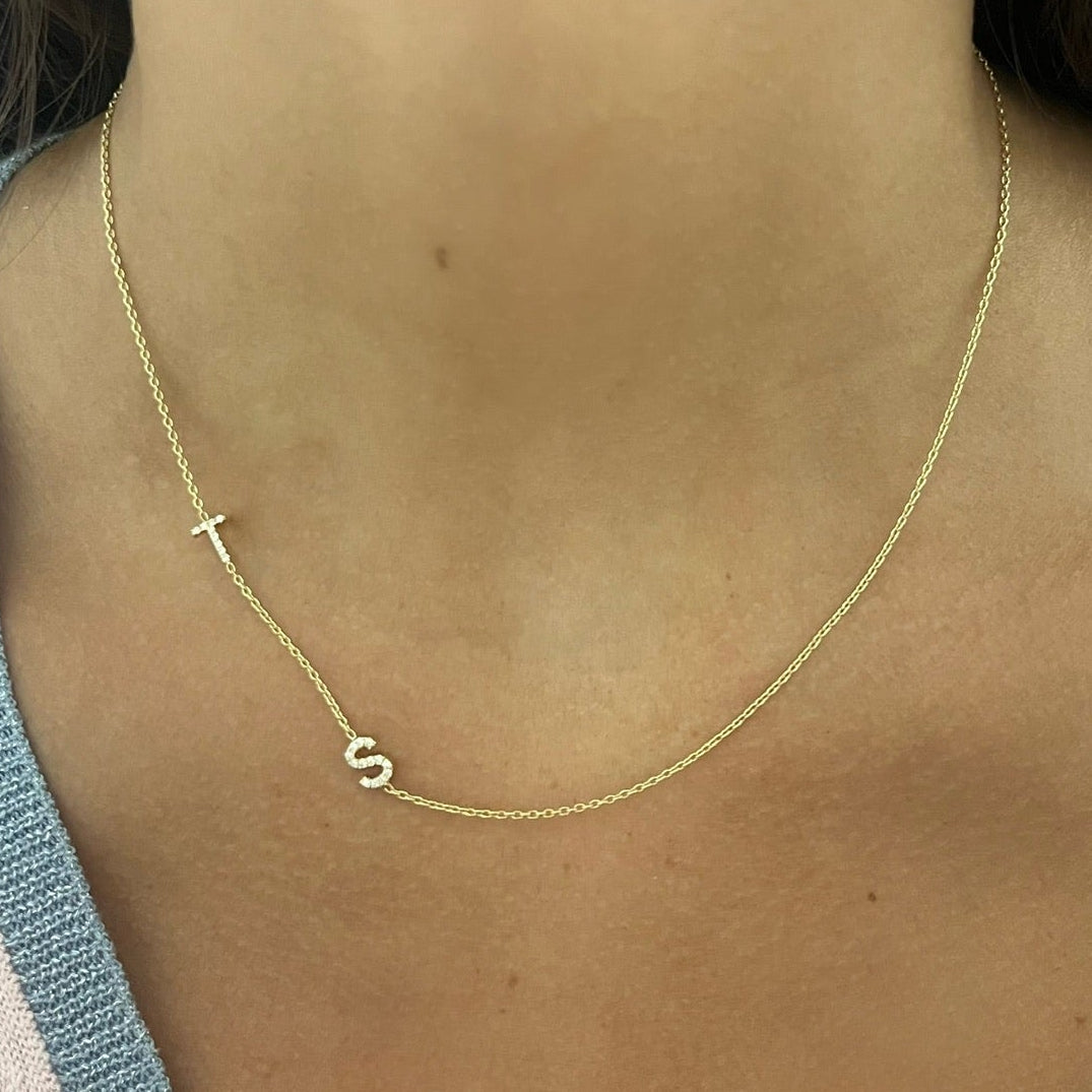 Custom Diamond Initial Necklace