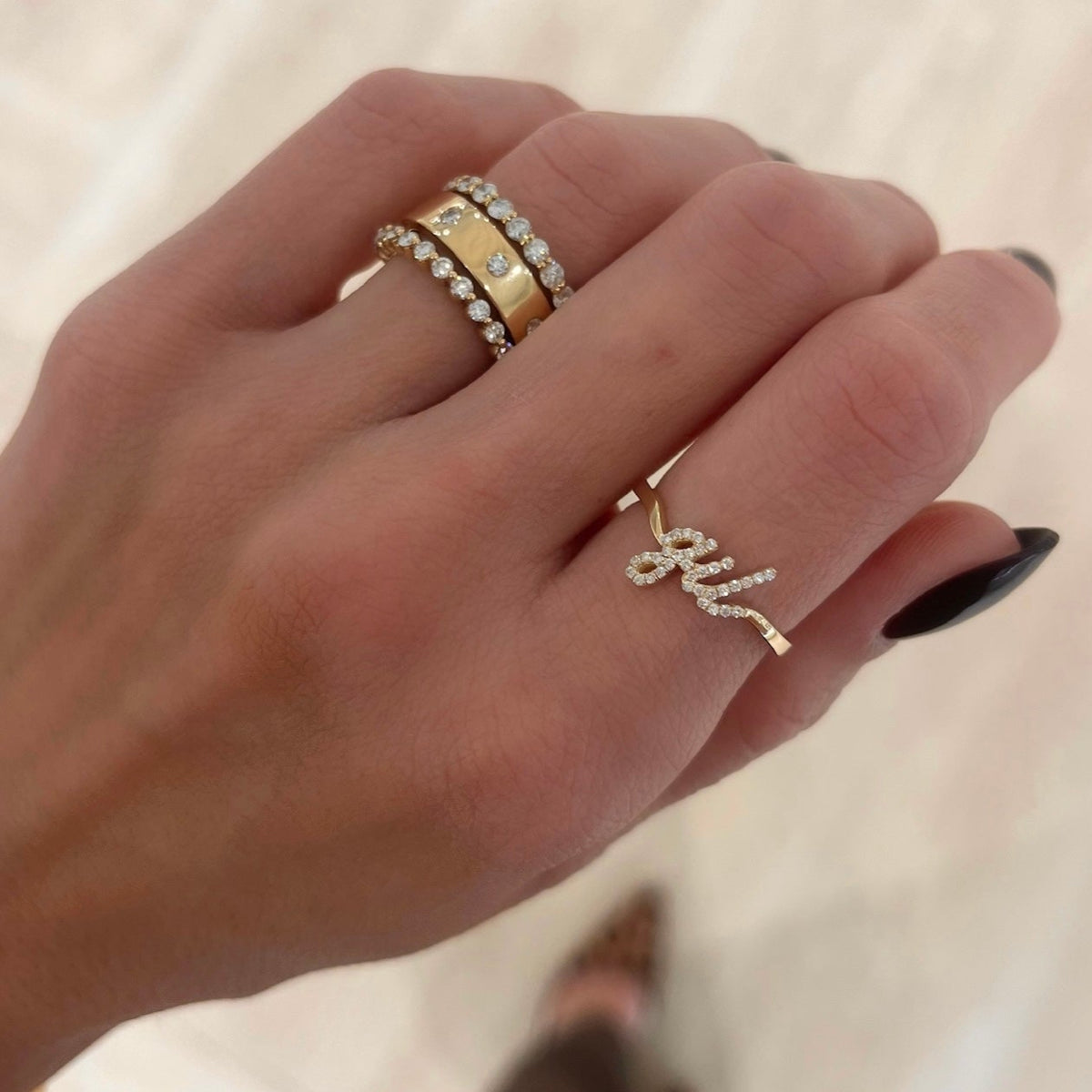 Custom Diamond Script Name Ring – RWFJ