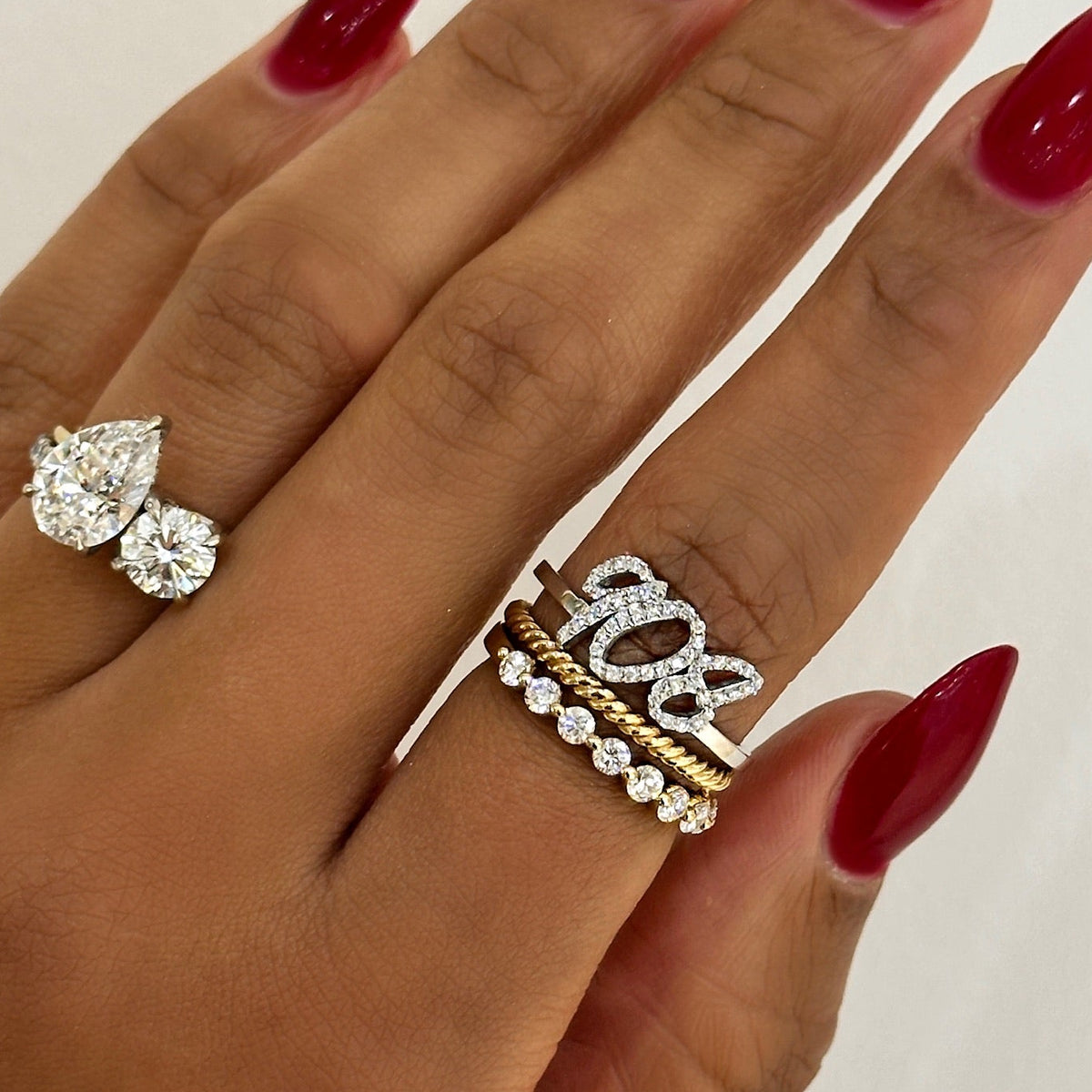 Custom Diamond Script Name Ring
The Baby Charlie Cloud® Band (Straight) 0.80 ctw, Gold Skinny Rope Eternity Band