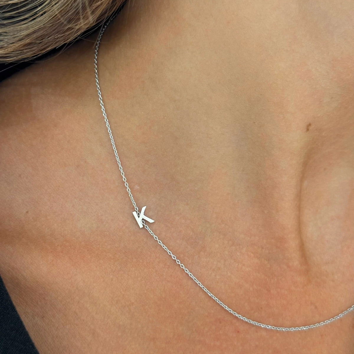 14k WG initial necklace “K” custom necklace