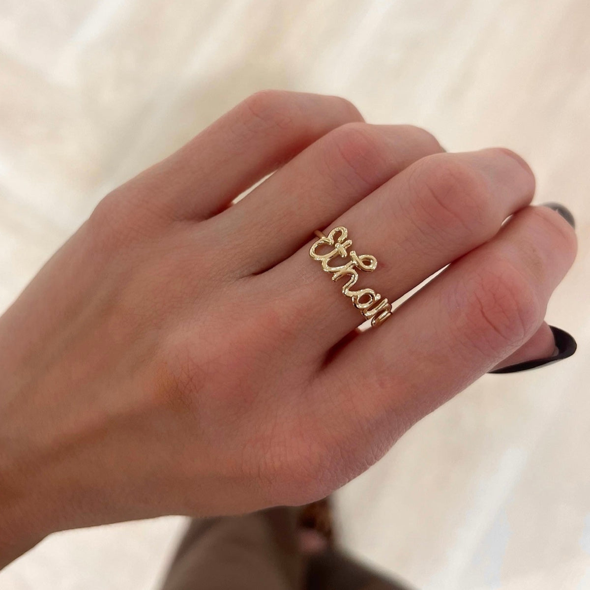 Custom Gold Wire Script Name Ring