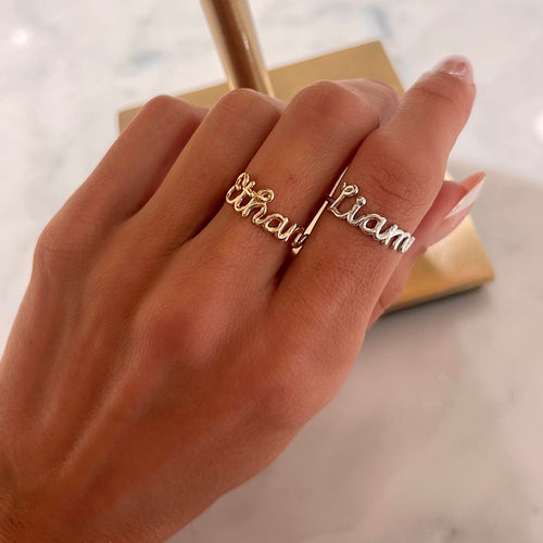 Custom Gold Wire Script Name Ring