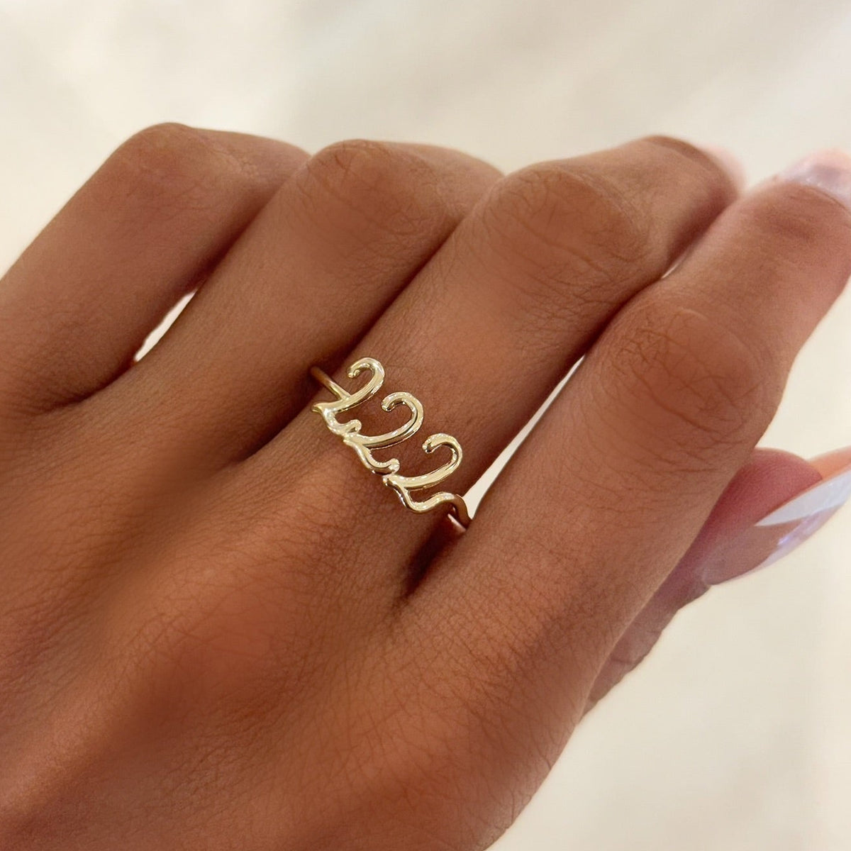 Custom Gold Wire Script Name Ring