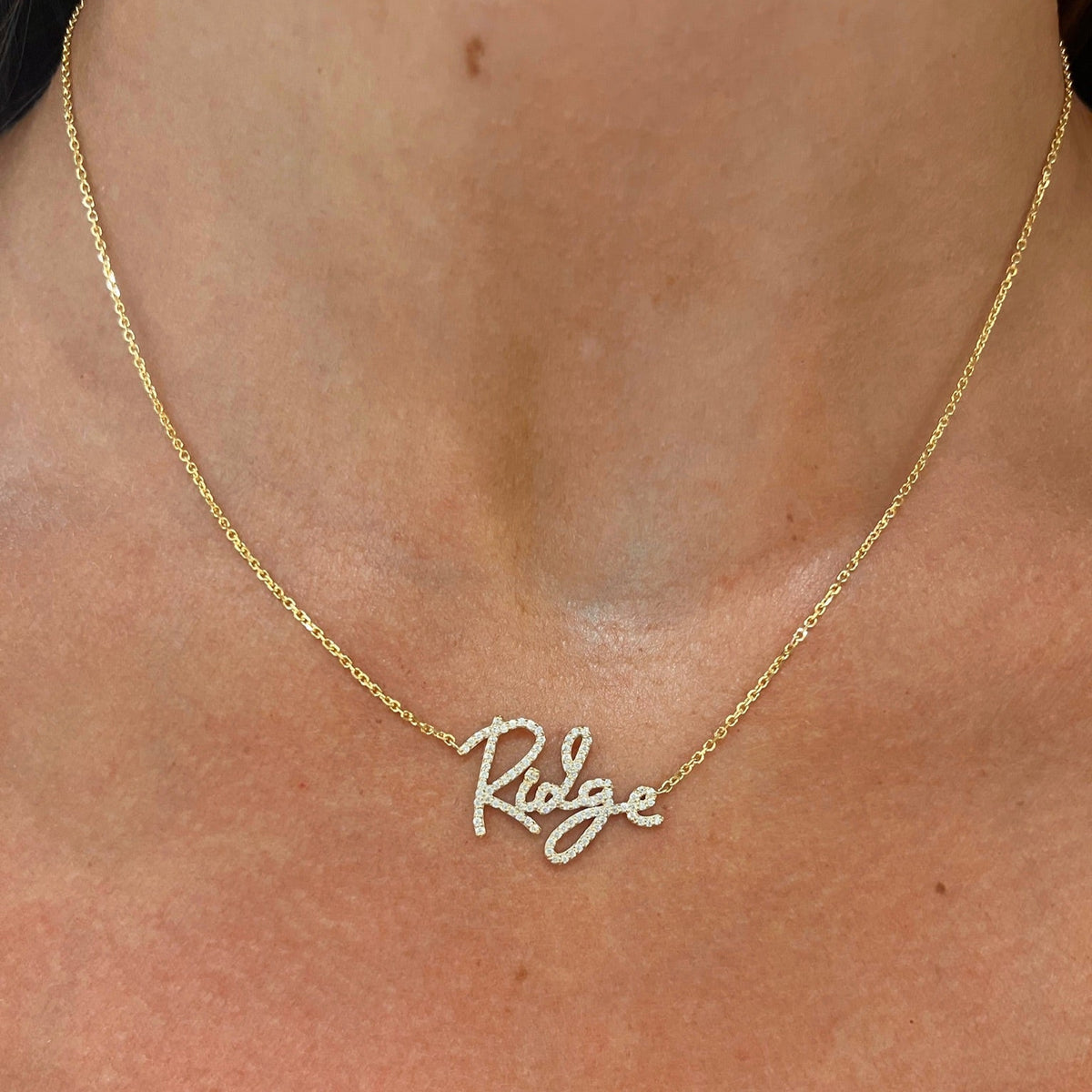 Custom Handwritten Diamond Name Necklace