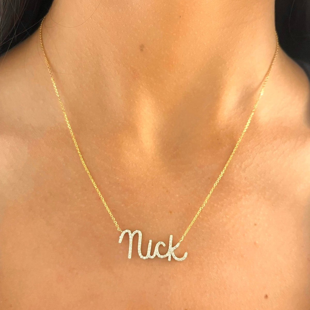 Custom Handwritten Diamond Name Necklace