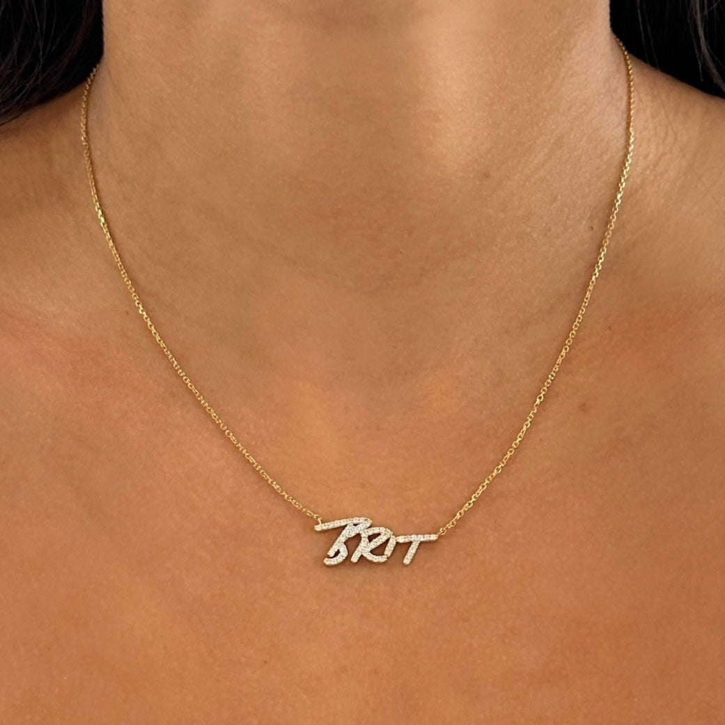 Custom Handwritten Diamond Name Necklace