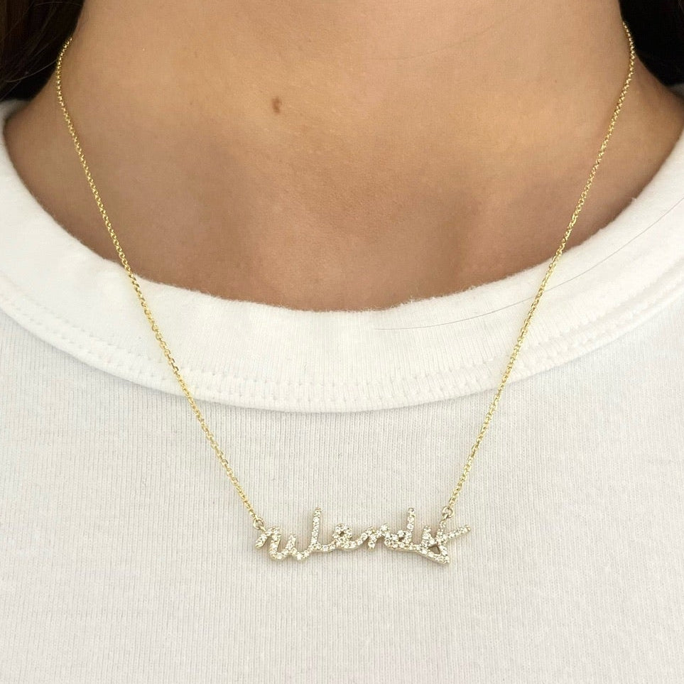 Custom Handwritten Diamond Name Necklace