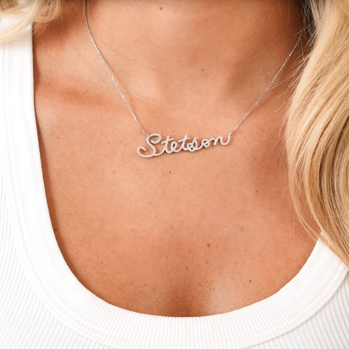 Custom Handwritten Diamond Name Necklace